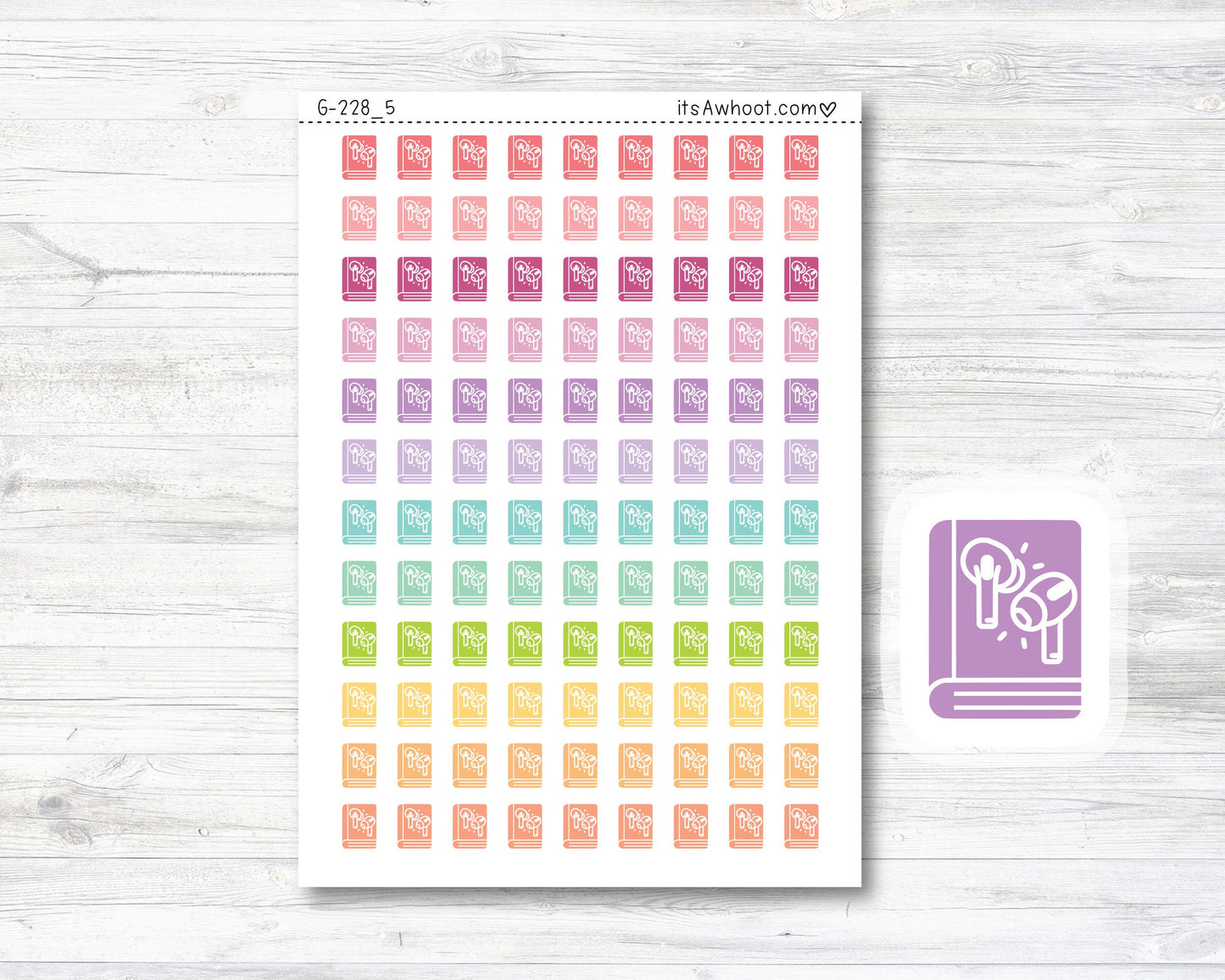 Audio Book Icon Stickers, Audio Book Planner Stickers (G228_5)