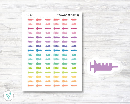 Shot / Syringe Stickers - Mini .25" Tall - SMALL DECO SHEET (L030)