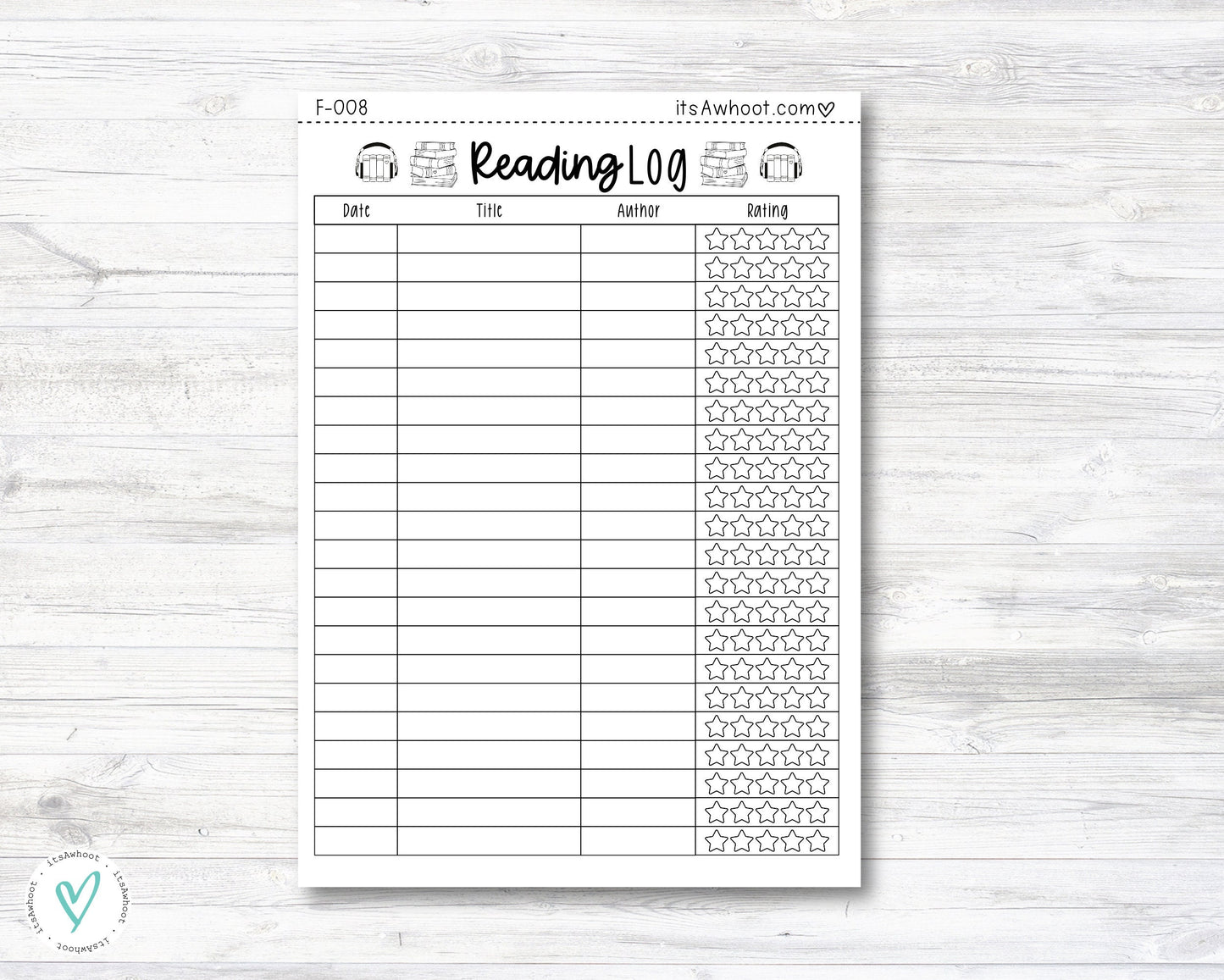 Dashboard Reading Log Sticker (F008)