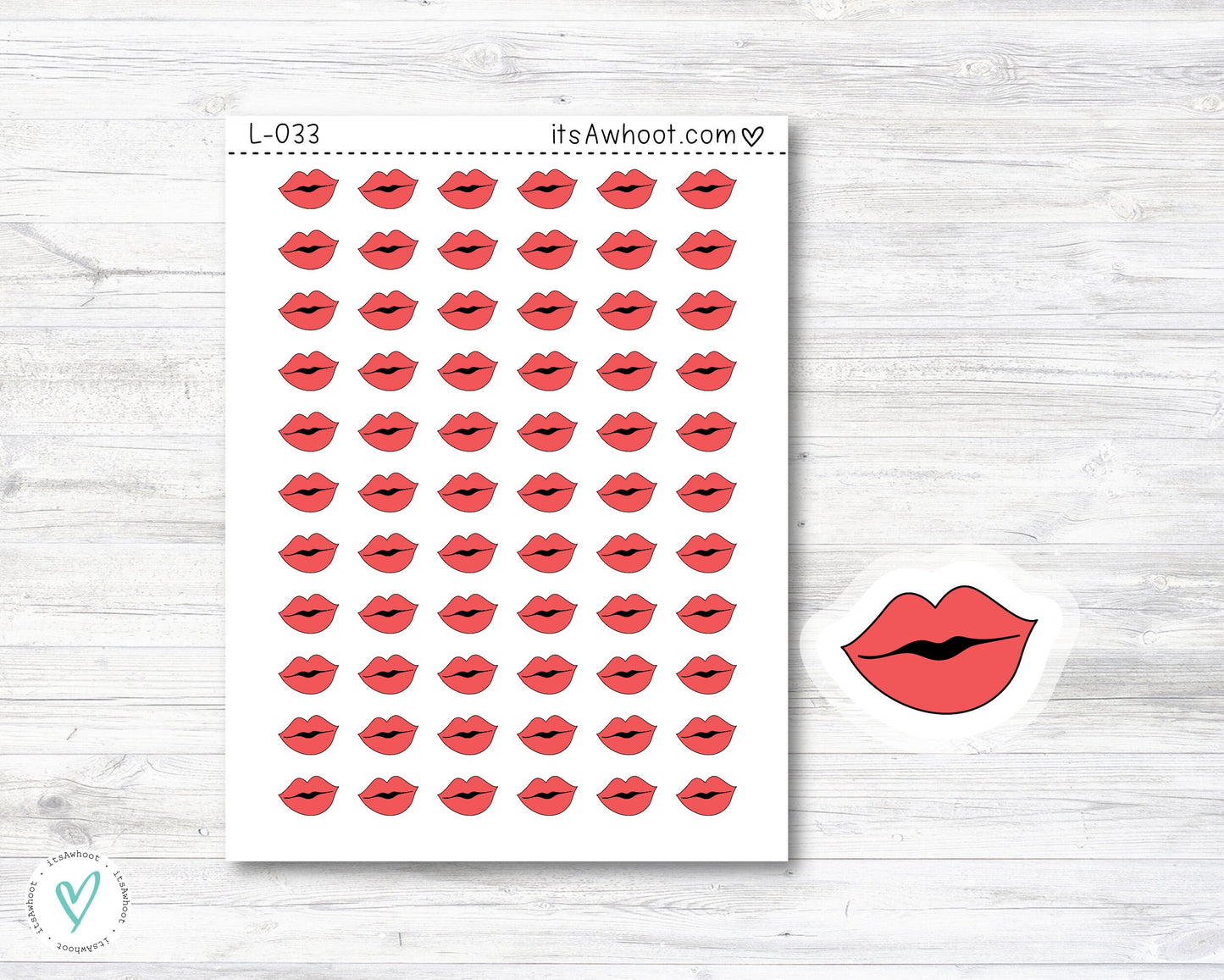 Kiss Planner Stickers - SMALL DECO SHEET .5" Stickers (L033)