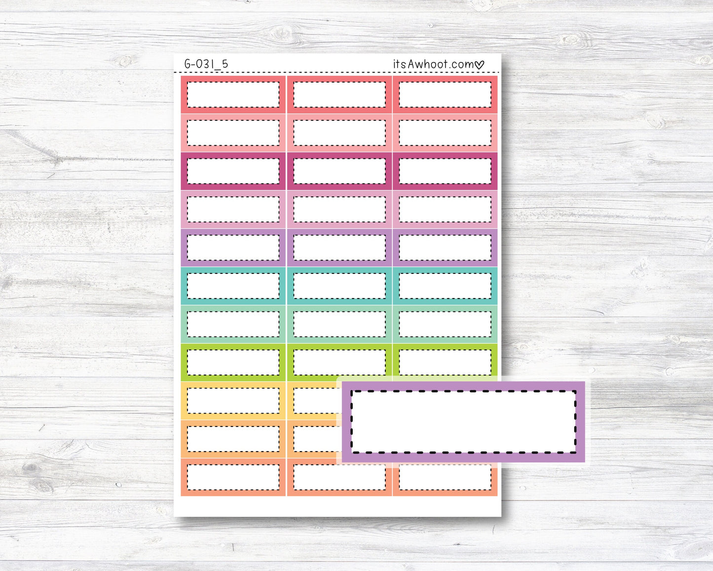 Label Planner Stickers - .5" Dash Box (G031_5)