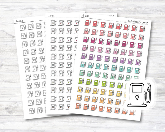 Gas Pump Icon Stickers, Gas Doodle Planner Stickers (G283)