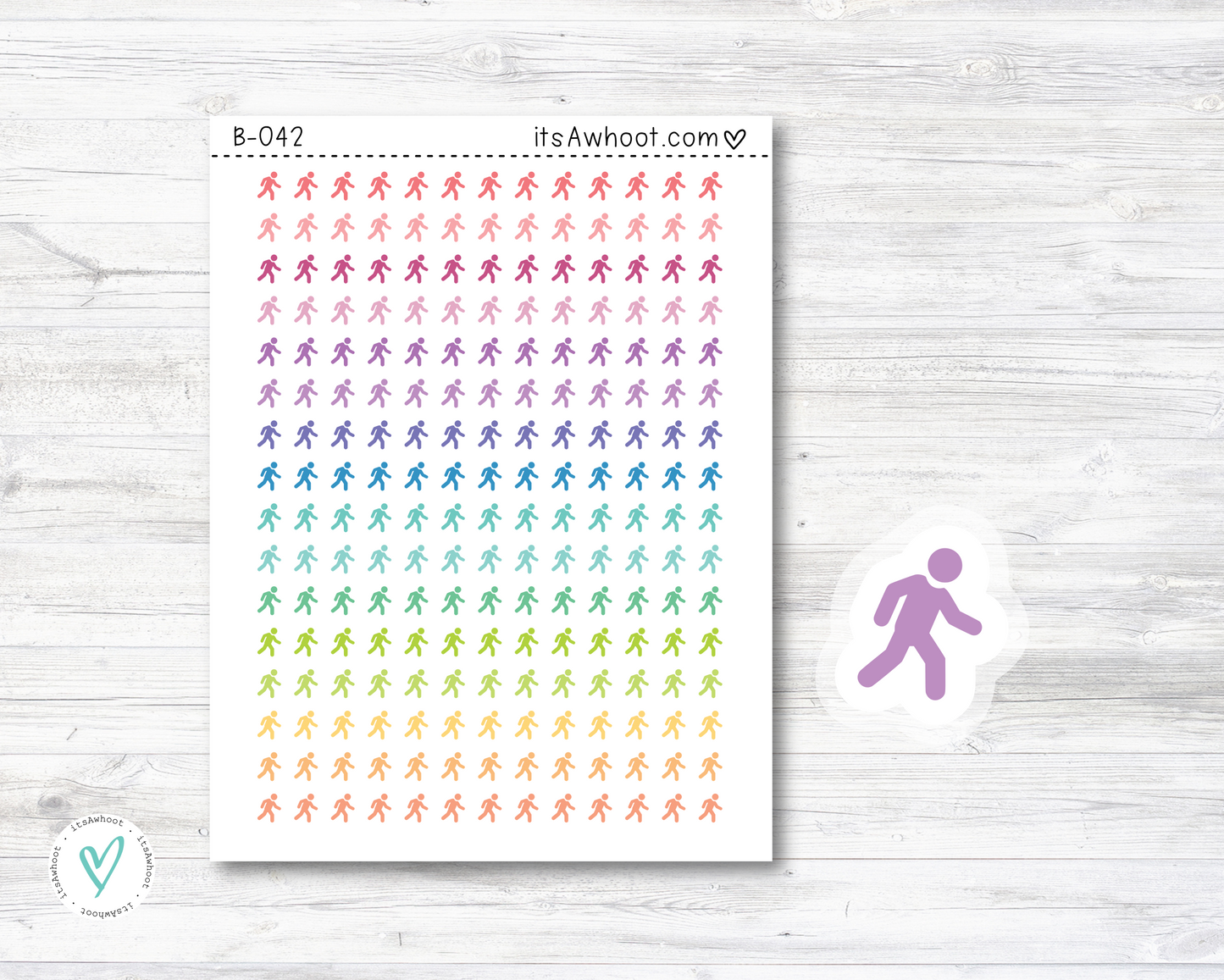 Walking Planner Stickers, Walking icon Stickers - Mini .25" Tall - SMALL DECO SHEET (B042)