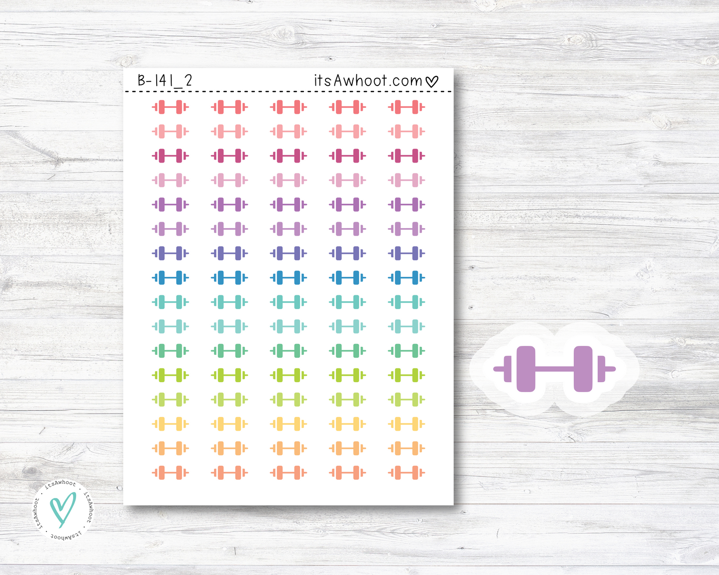 Weight Lifting Planner Stickers, Barbell Icon Stickers - Mini .25" Tall - SMALL DECO SHEET (B141_2)