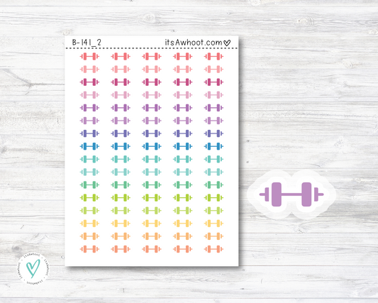 Weight Lifting Planner Stickers, Barbell Icon Stickers - Mini .25" Tall - SMALL DECO SHEET (B141_2)