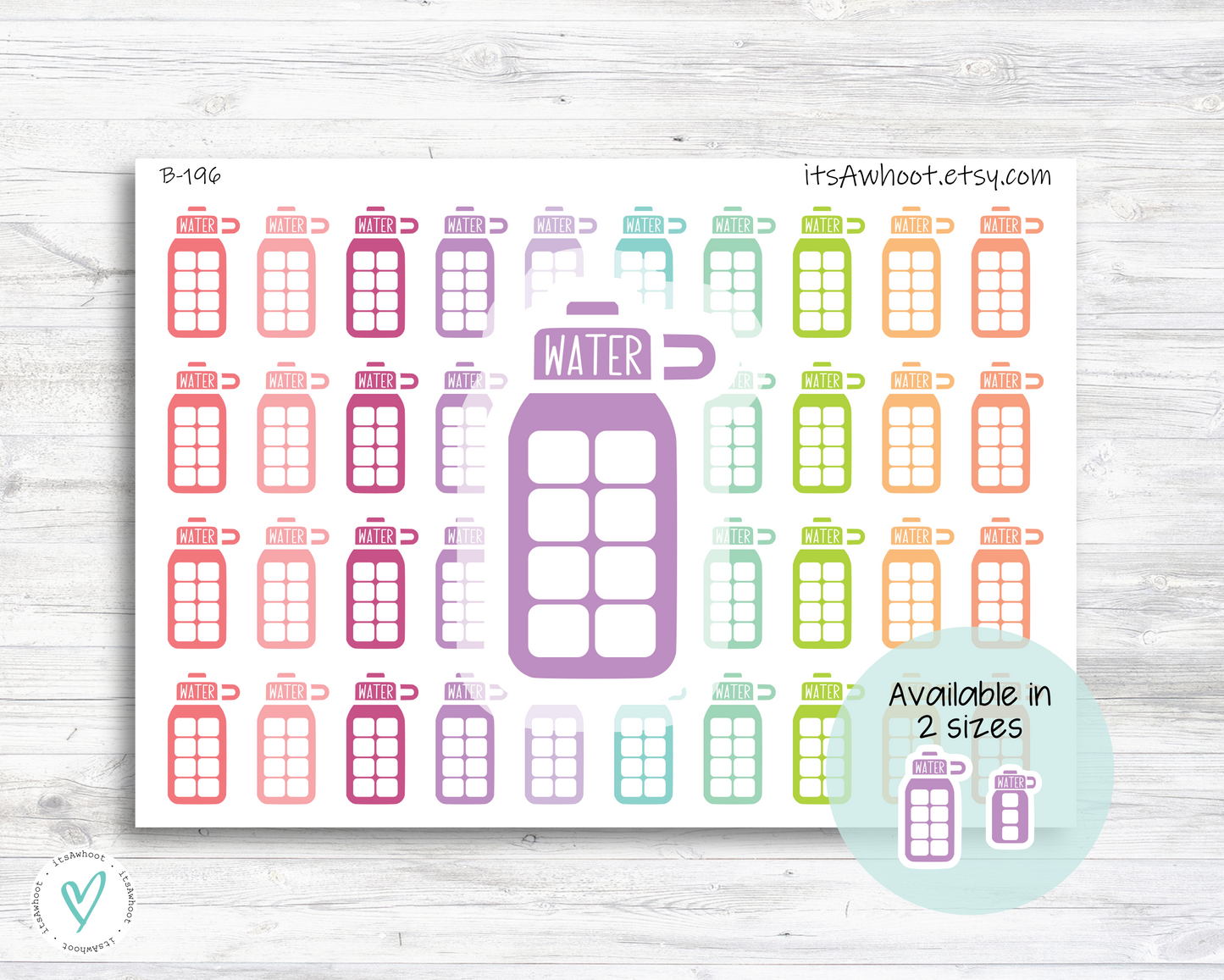 Hydrate Water Bottle Tracker Stickers - Available in 2 Sizes (B196)