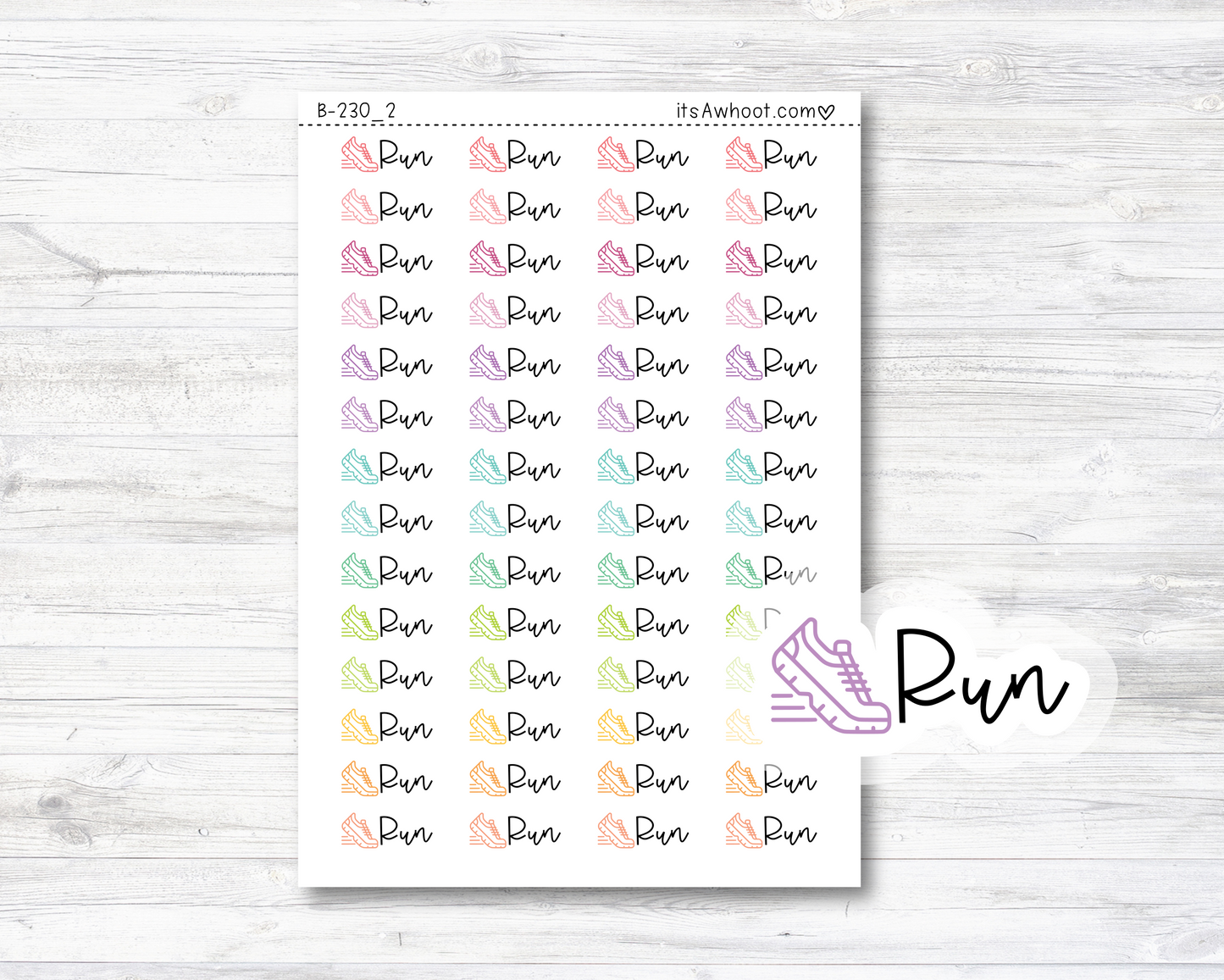 Run Script Stickers, Run Planner Stickers, Run with Icon Stickers (B230_2)