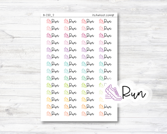 Run Script Stickers, Run Planner Stickers, Run with Icon Stickers (B230_2)