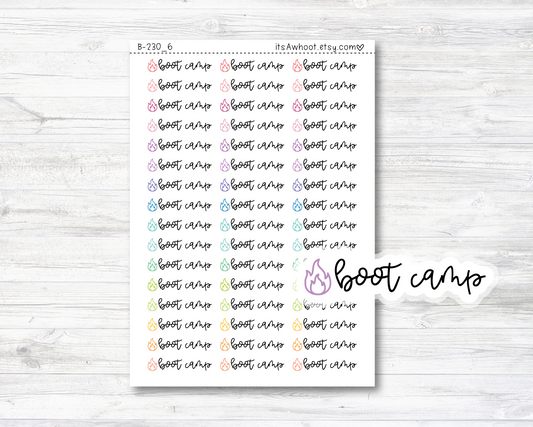 Boot Camp Script Stickers, Boot Camp Planner Stickers, Boot Camp with Icon Stickers (B230_6)