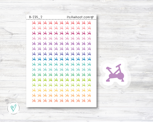 Spin Bike Planner Stickers, Cycling Bike icon Stickers - Mini .25" Tall - SMALL DECO SHEET (B235_2)