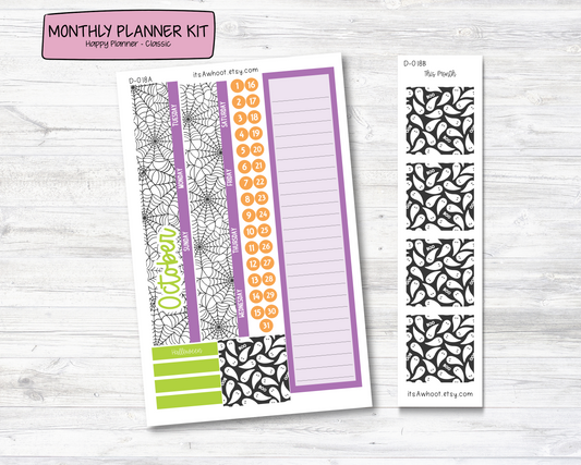 MONTHLY Kit Planner Stickers - OCTOBER "Boo" - Happy Planner CLASSIC (D018)