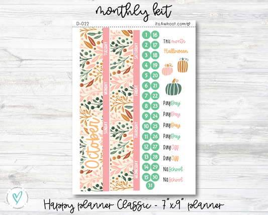 MONTHLY Kit Planner Stickers - OCTOBER "Boho Fall" - Happy Planner CLASSIC / 7"x9" (D022)