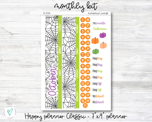 MONTHLY Kit Planner Stickers - OCTOBER "Boo" - Happy Planner CLASSIC / 7"x9" (D024)