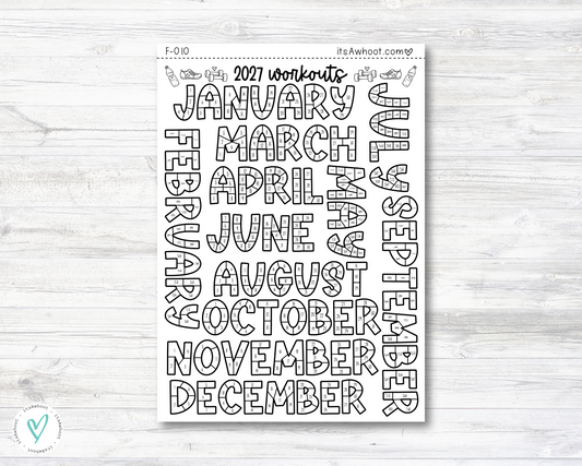 2027 Workouts Tracker Coloring Dashboard Sticker (F010)