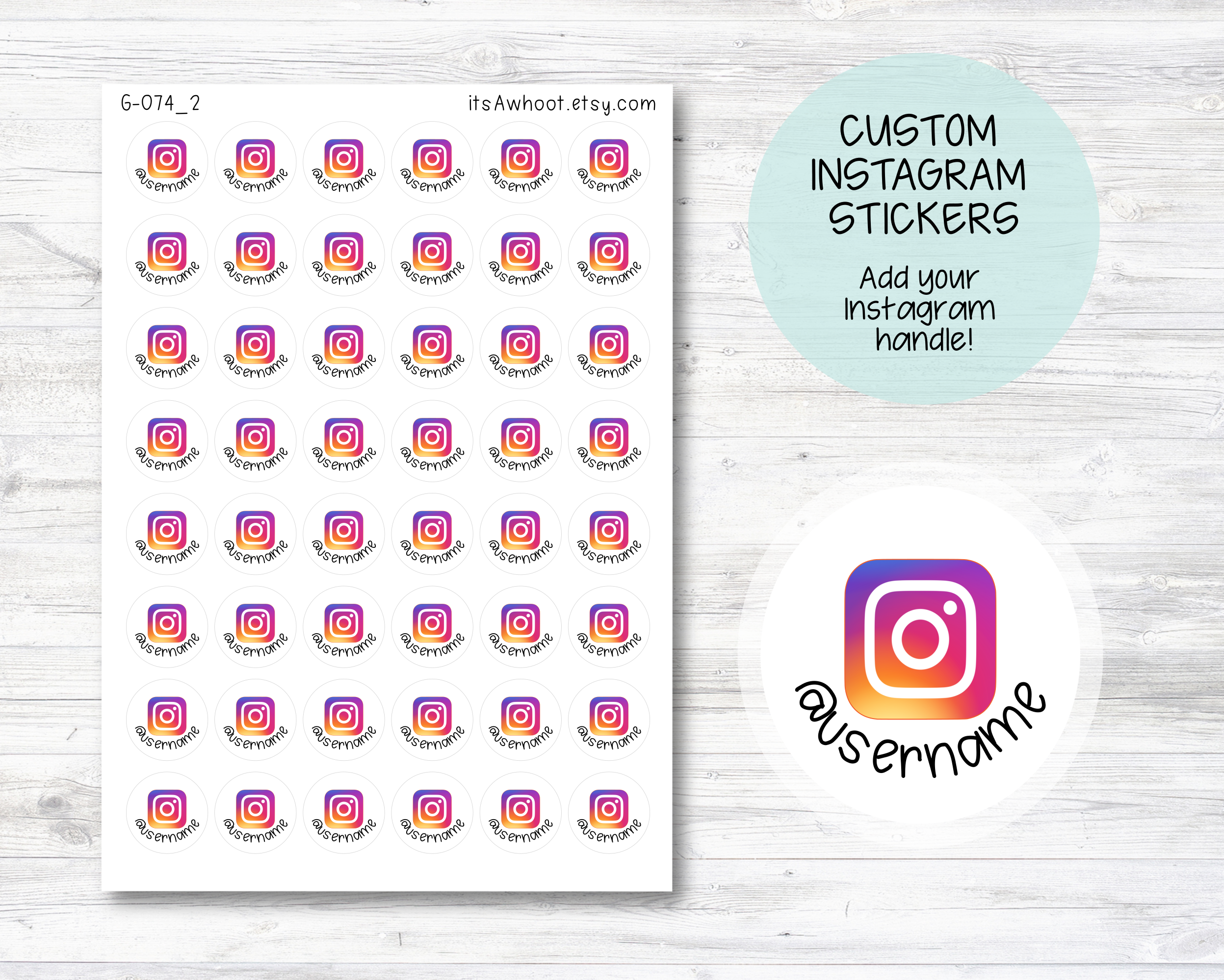 Ig Tool Sticker Personalized Instagram Planner Stickers with Your Custom Instagram Han ...