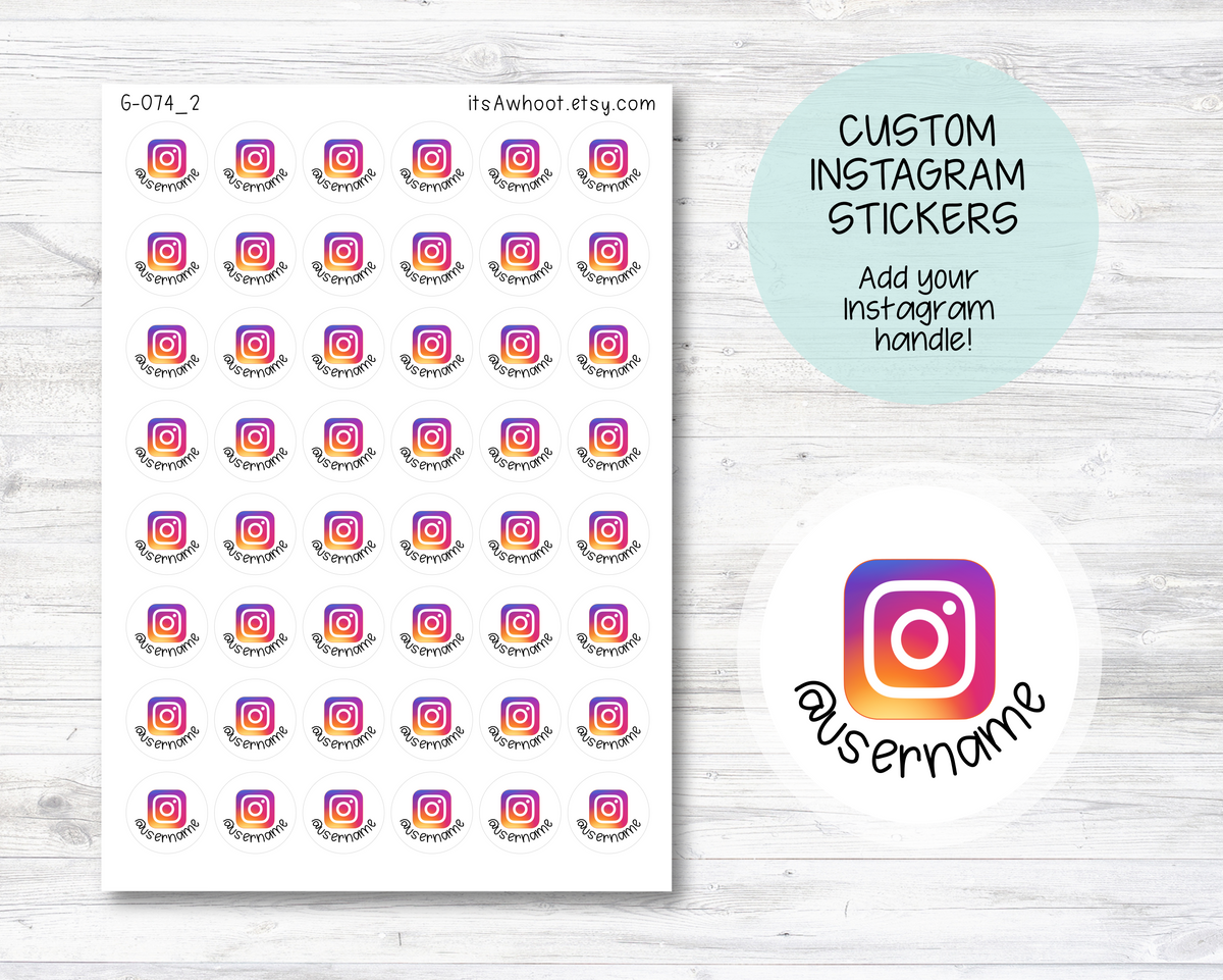 Instragram Custom Sticker Personalized Instagram Planner Stickers with Your Custom Instagram Han ...