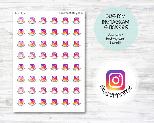 Personalized Instagram Planner Stickers with Your Custom Instagram Handle, Custom Instagram Stickers (G074_2)