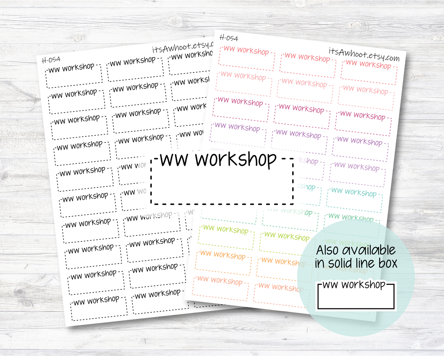 WW Workshop Quarter Box Label Planner Stickers - Dash or Solid (H054)