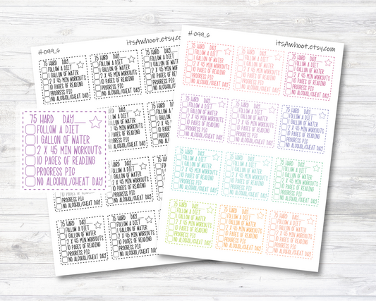 Wellness Challenge Stickers, Daily Wellness Challenge Planner Stickers - Includes Day Count Field (H099_6)