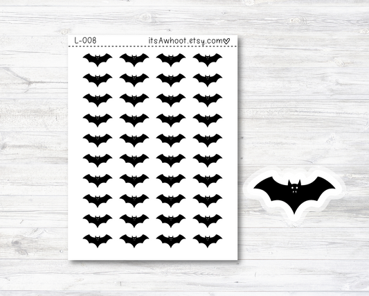 Black Bat Stickers - SMALL DECO SHEET .5" Stickers (L008)