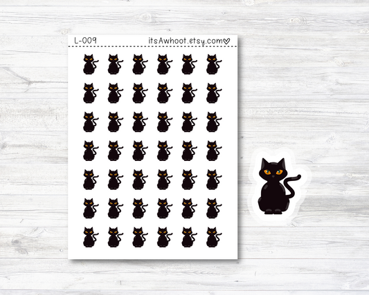 Black Cat Stickers - SMALL DECO SHEET .5" Stickers (L009)