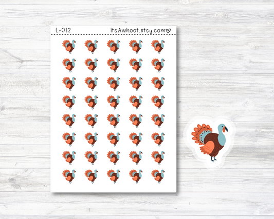 Turkey Stickers - SMALL DECO SHEET .5" Stickers (L012)