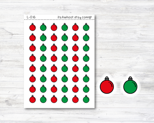 Christmas Tree Balls Stickers - SMALL DECO SHEET .5" Stickers (L016)