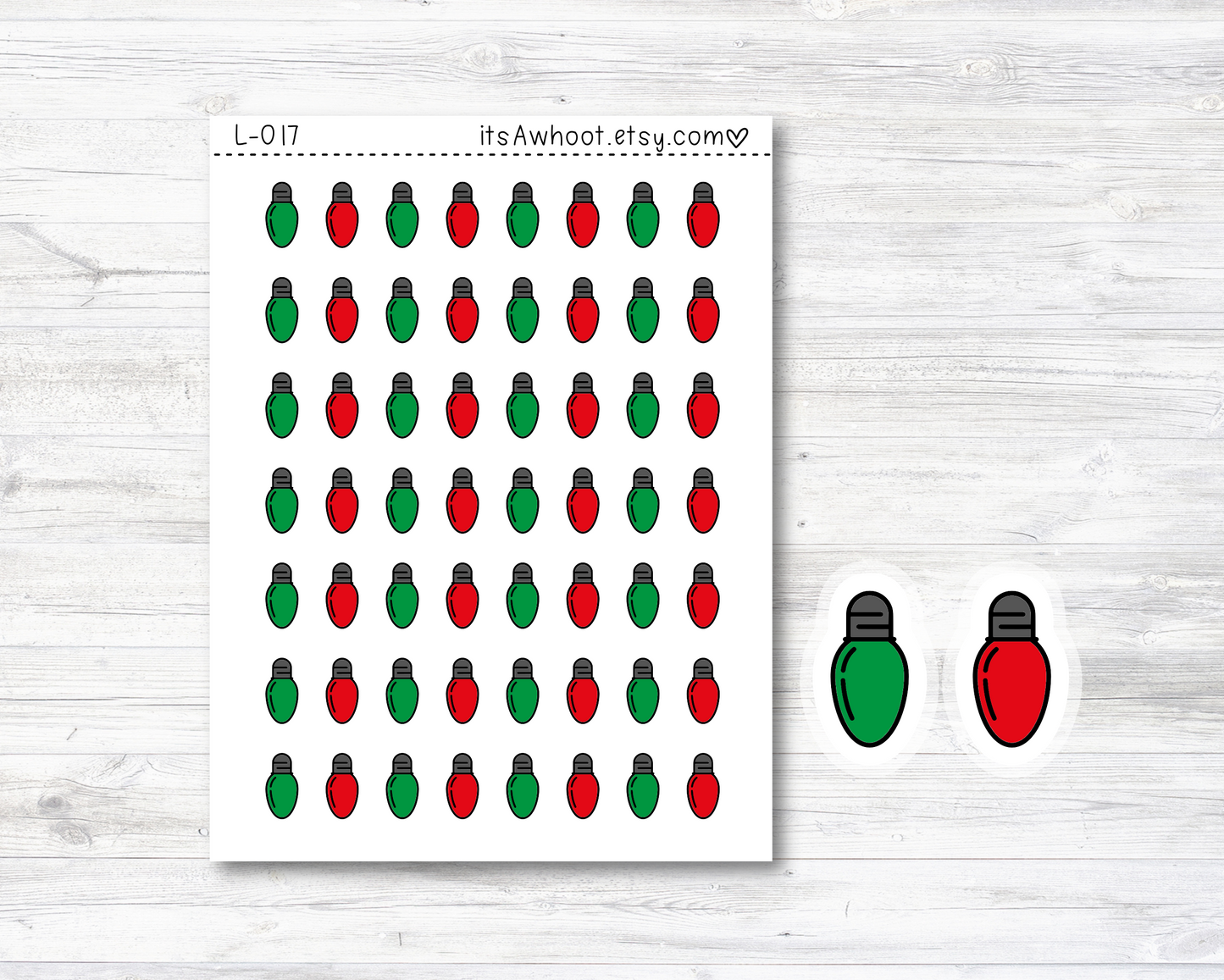 Christmas Light Bulb Stickers - SMALL DECO SHEET .5" Stickers (L017)