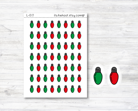 Christmas Light Bulb Stickers - SMALL DECO SHEET .5" Stickers (L017)