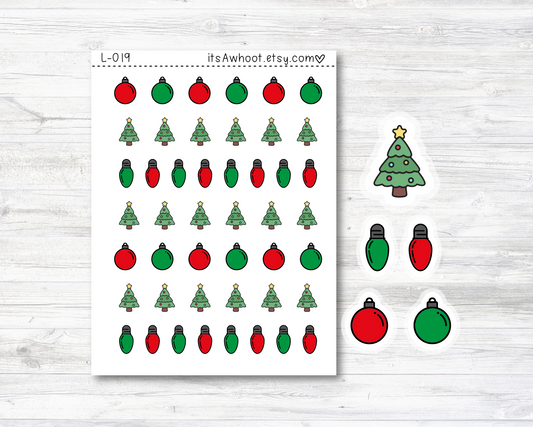 Christmas Mix Stickers - SMALL DECO SHEET .5" Stickers (L019)