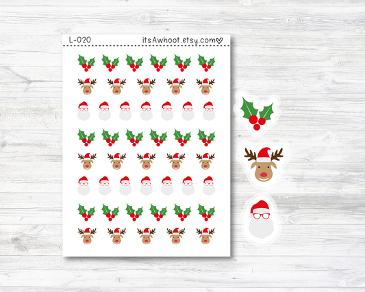 Christmas Mix Stickers - SMALL DECO SHEET .5" Stickers (L020)