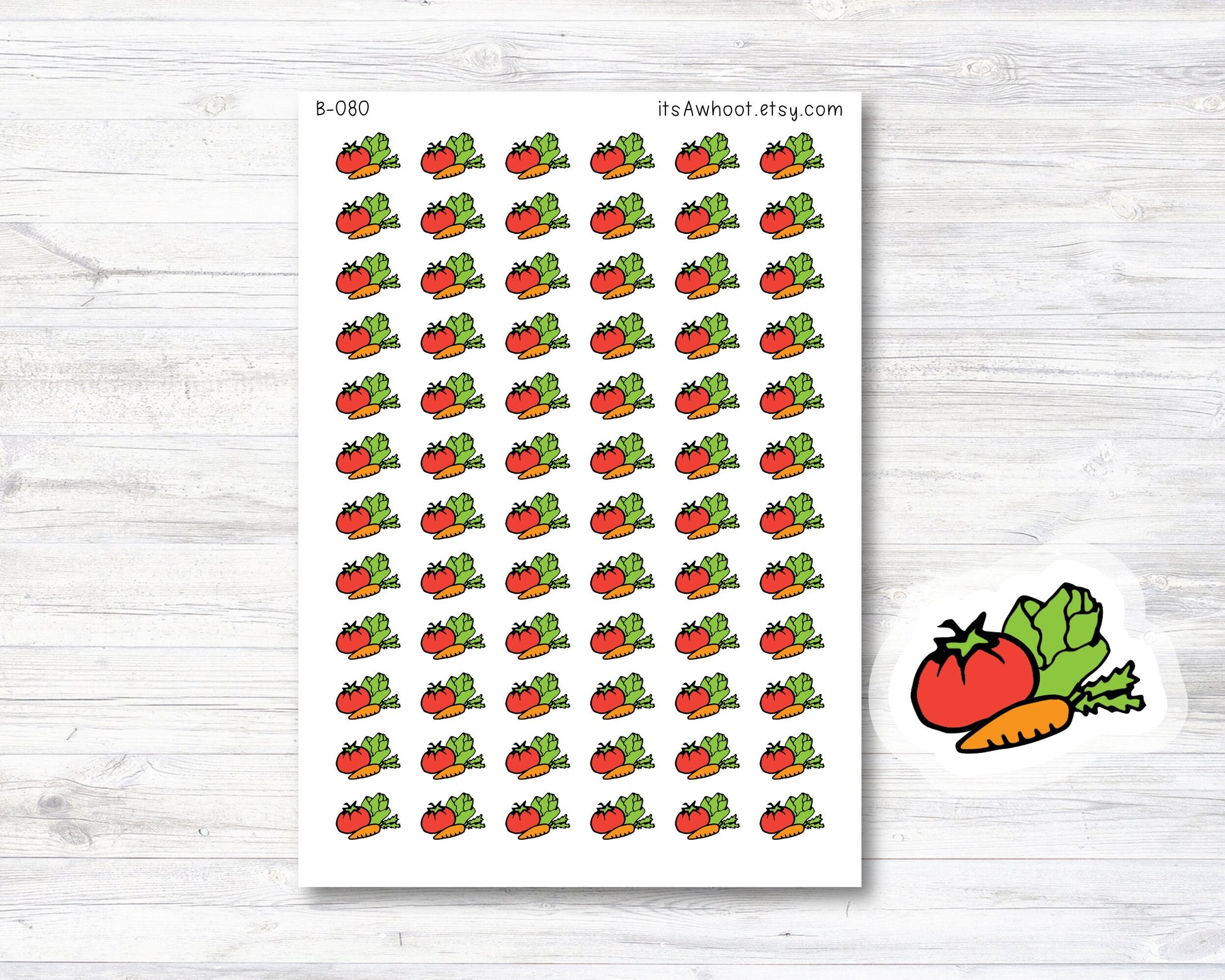 Veggies Doodle Icon Planner Stickers (B080)