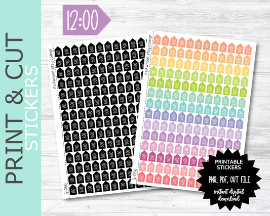Appointment Time Arrow PRINT & CUT Planner Stickers - Hour Intervals (G056PC)
