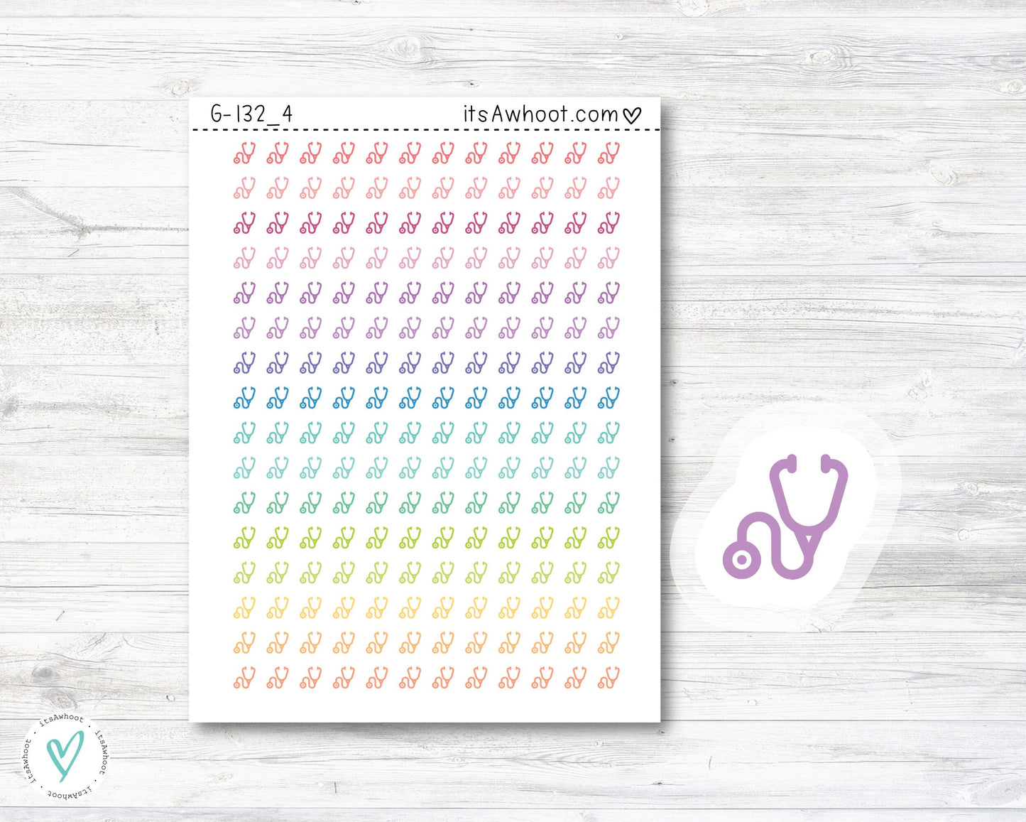 Stethoscope Stickers - Mini .25" Tall - SMALL DECO SHEET (G132_4)