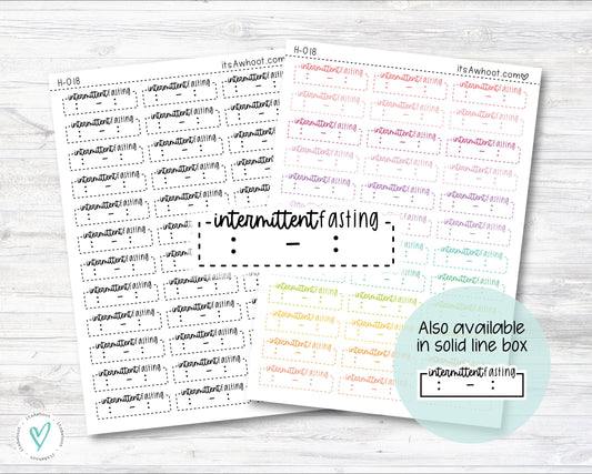Intermittent Fasting Quarter Box Label Planner Stickers - Dash or Solid (H018)
