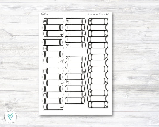Book Stack Reading Tracker Stickers, Book Stack / Reading Sidebar Planner Stickers (G166)