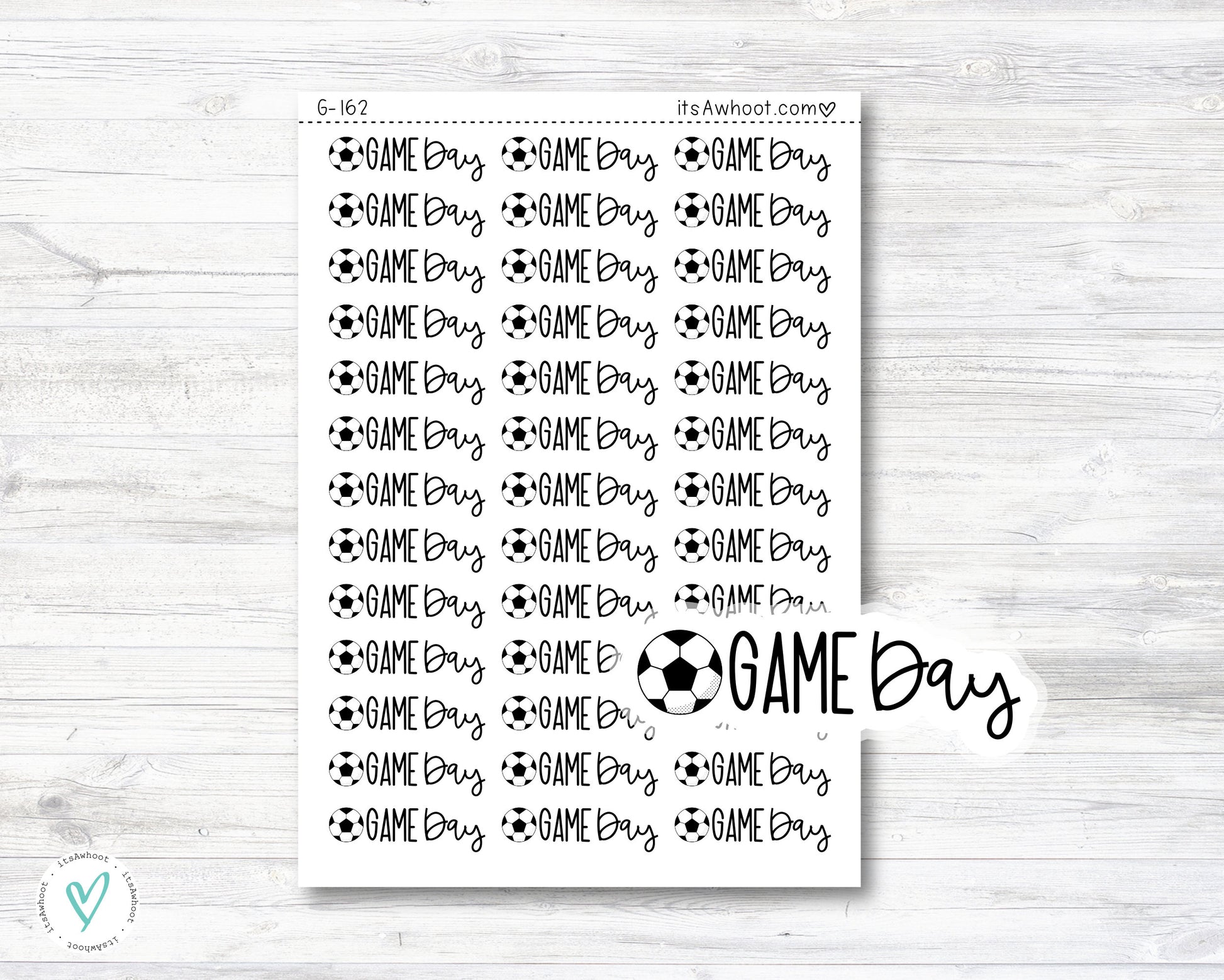 Soccer Game Day Planner Stickers (G162)