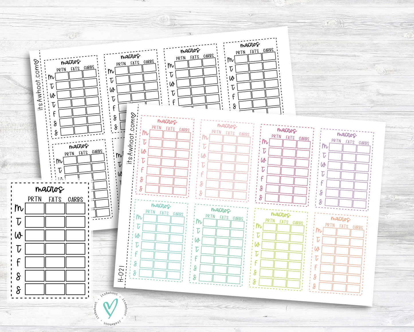 Macro Stickers, Weekly Macro Tracking Planner Stickers, Macro Sidebar Stickers (H021)