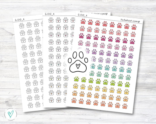 Paw Print Stickers, Paw Doodle Planner Stickers, Pet Doodle Stickers (G0010_4)