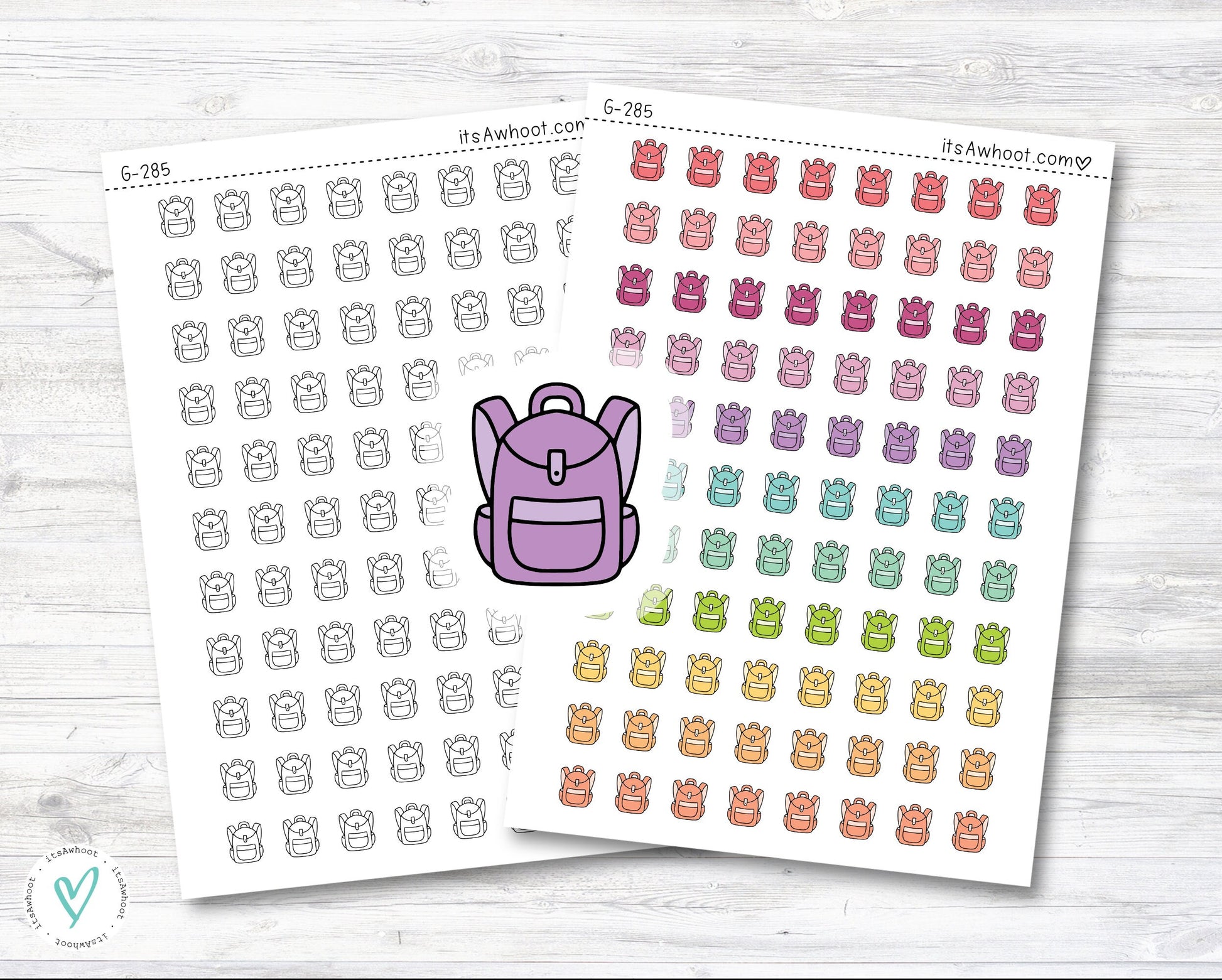 Backpack Icon Planner Stickers, Backpack Doodle Planner Stickers, Backpack Stickers (G285)