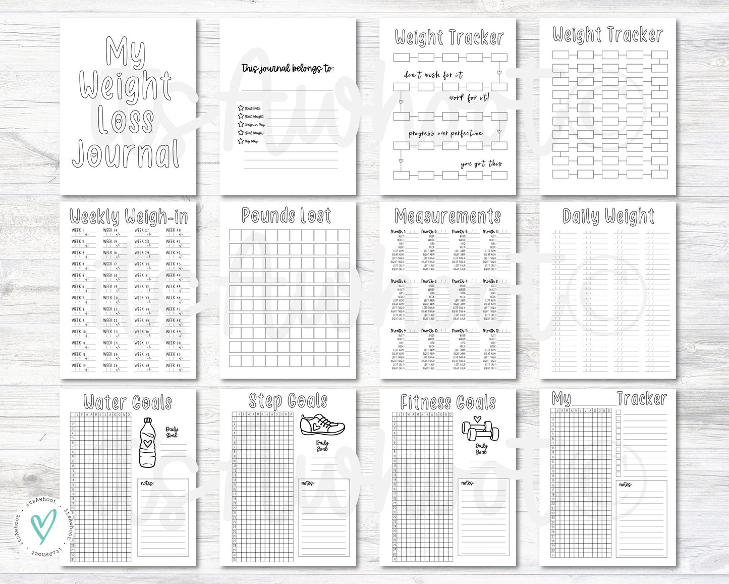 Weight Loss Coloring Journal / Weight Loss Journal - 22 Pages - PRINTABLE