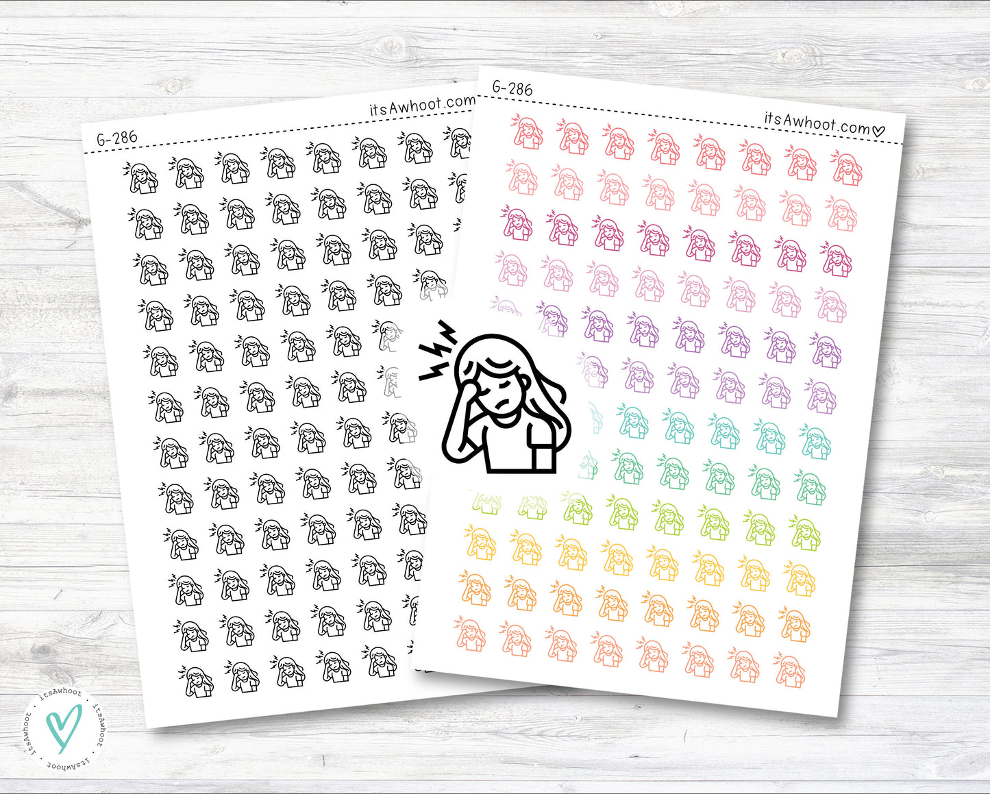 Headache Icon Planner Stickers (G286)