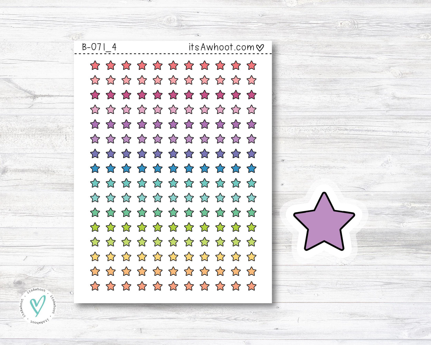 Star Planner Stickers - Mini .25" Tall - SMALL DECO SHEET (B071_4)