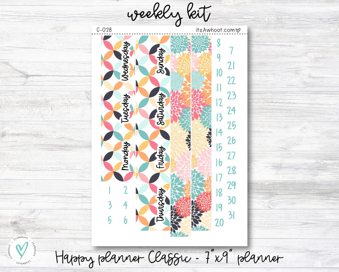 WEEKLY Kit Planner Stickers - "Retro Vibes" - Happy Planner CLASSIC / 7"x9" - Vertical (C028)