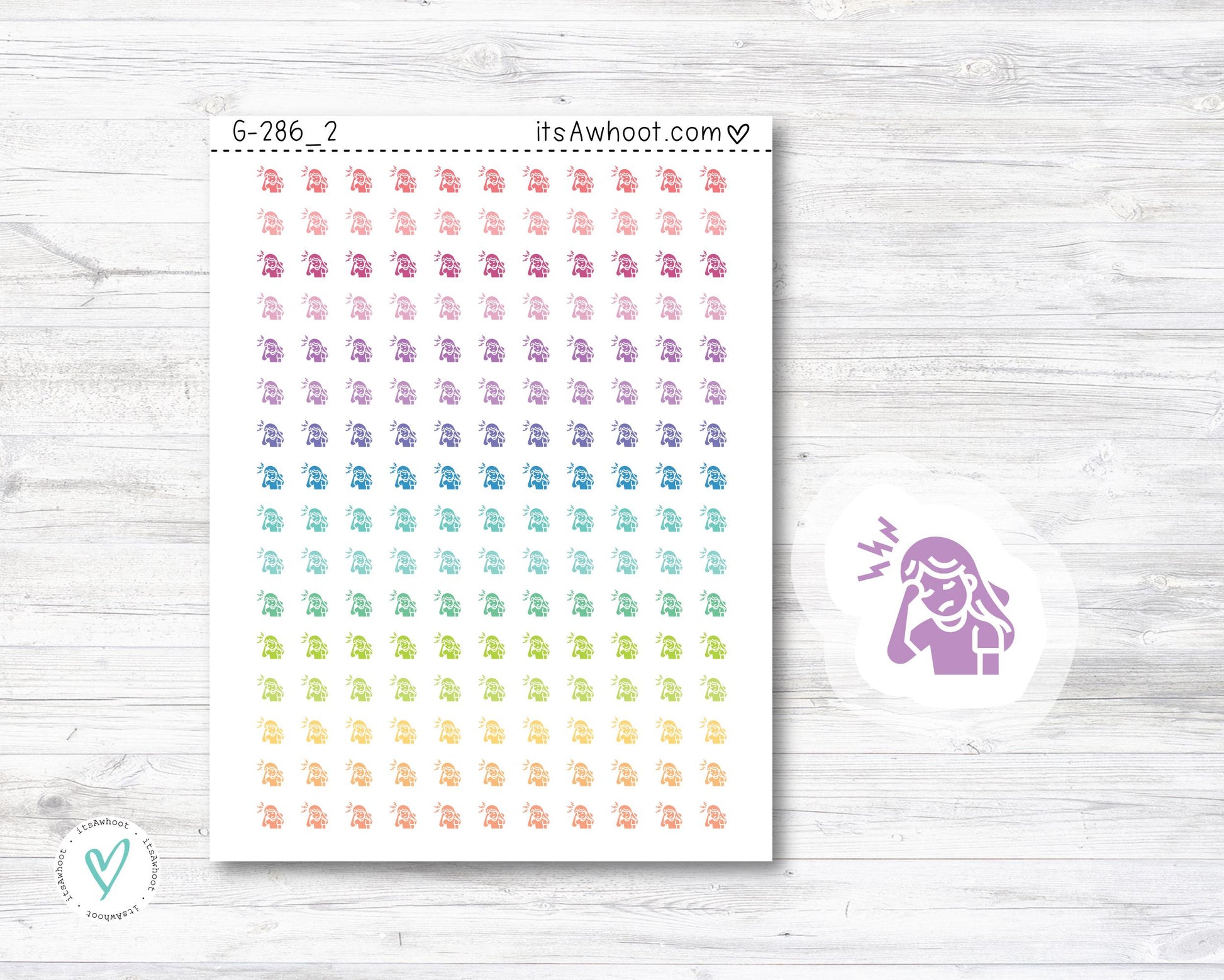 Headache Planner Stickers - Mini .25" Tall - SMALL DECO SHEET (G286_2)