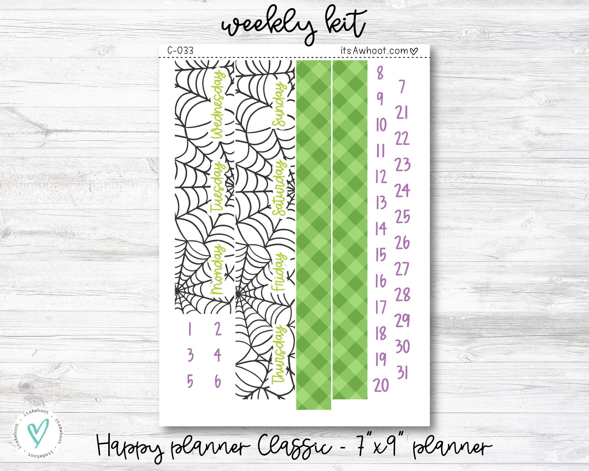 WEEKLY Kit Planner Stickers - "Boo" - Happy Planner CLASSIC / 7"x9" - Vertical (C033)