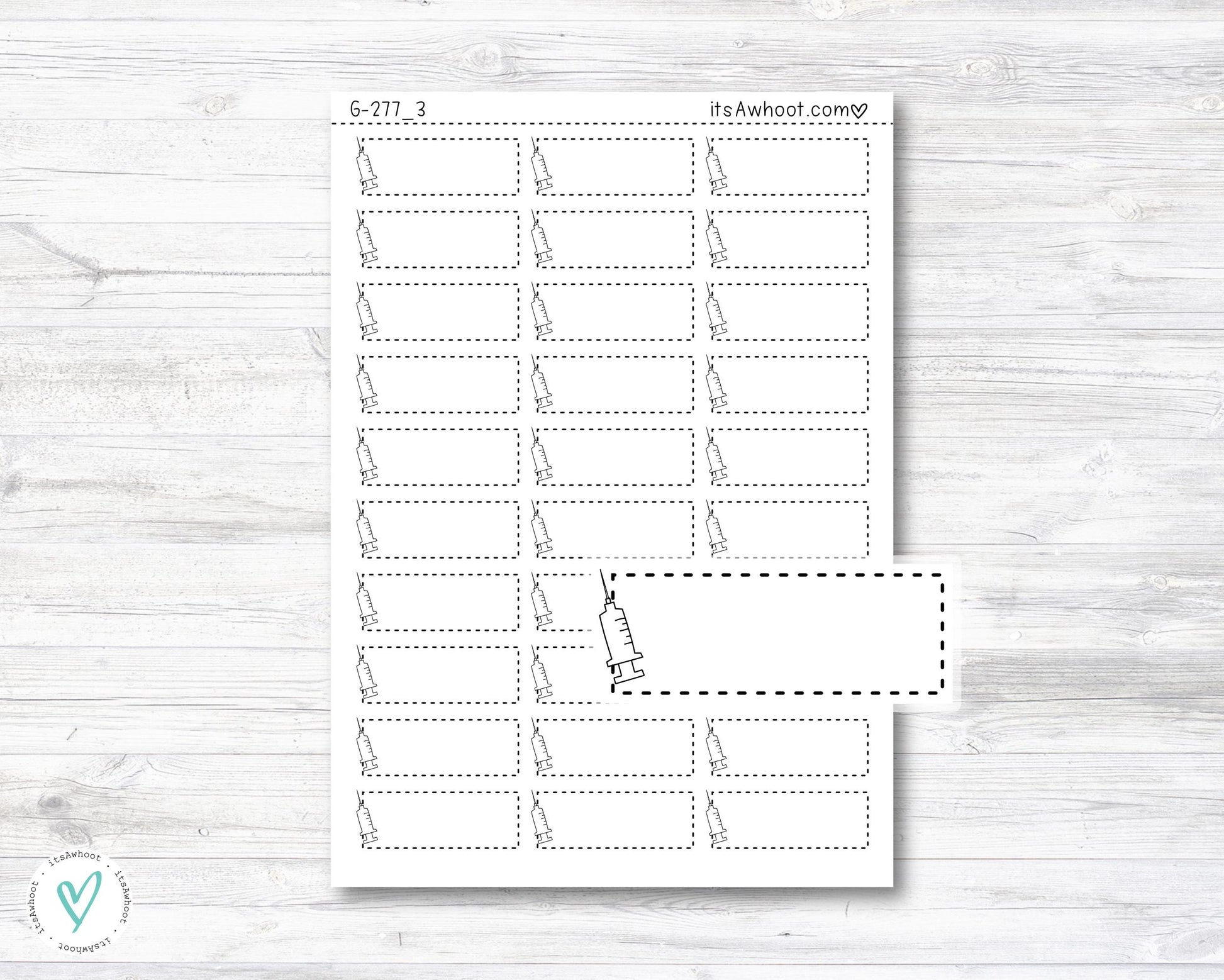 Shot / Syringe Box Labels Doodle Planner Stickers (G277_3)