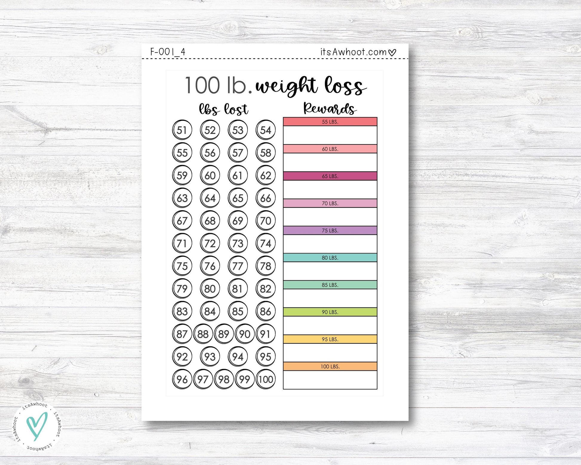 100 Lb. Weight Loss Dashboard Sticker, Weight Loss Rewards Stickers, Pounds Lost Sticker - 100 Lbs Lost (F001)