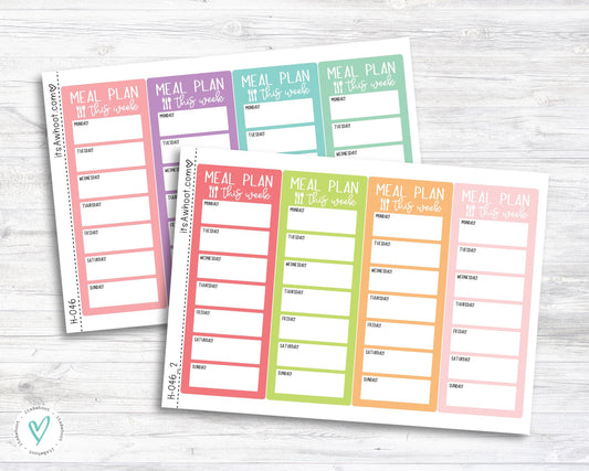 Meal Plan Sidebar Stickers / Weekly Meal Plan / Meal Plan This Week (H046)