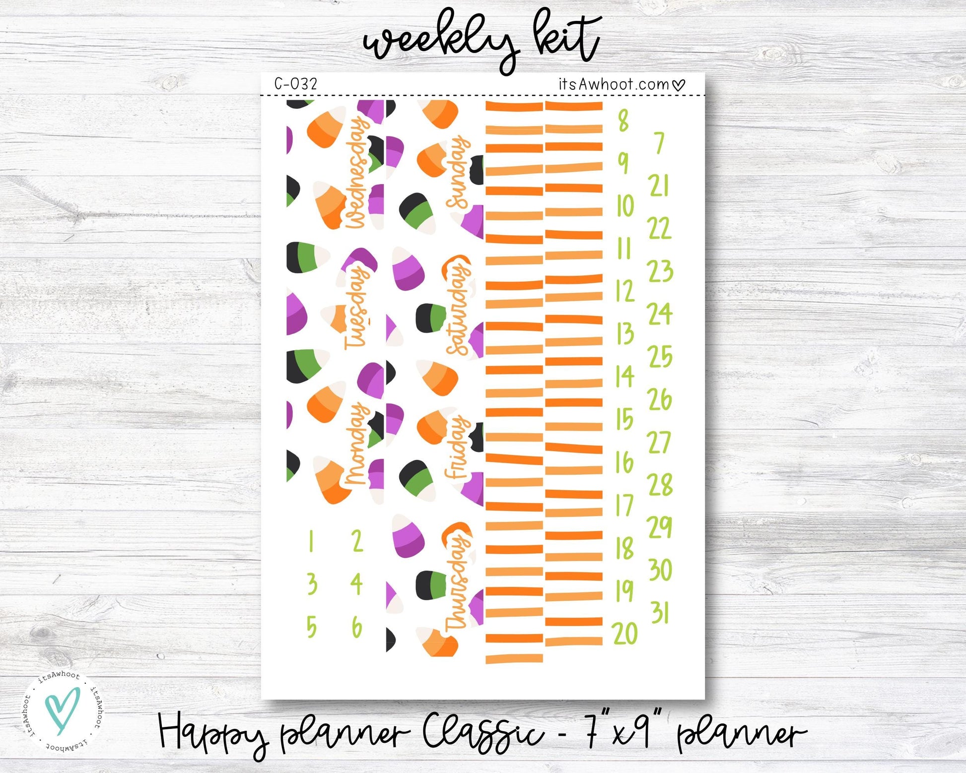 WEEKLY Kit Planner Stickers - "Boo" - Happy Planner CLASSIC / 7"x9" - Vertical (C032)